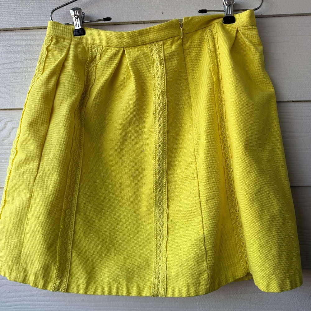 J.Crewβ | Yellow Lace Stripe A-Line Skirt | Womenβs Size 12 | Cotton - Picture 2 of 7